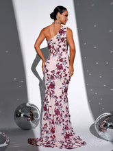 Cutout One Shoulder Split Sequin Dress